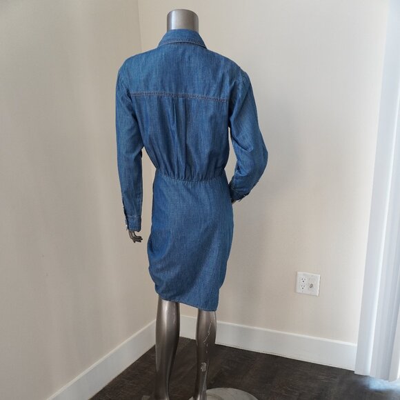 Veronica Beard Sierra Dress Blue Cotton Shirt Dress Rushed Size 00 New Tag - Picture 2 of 8